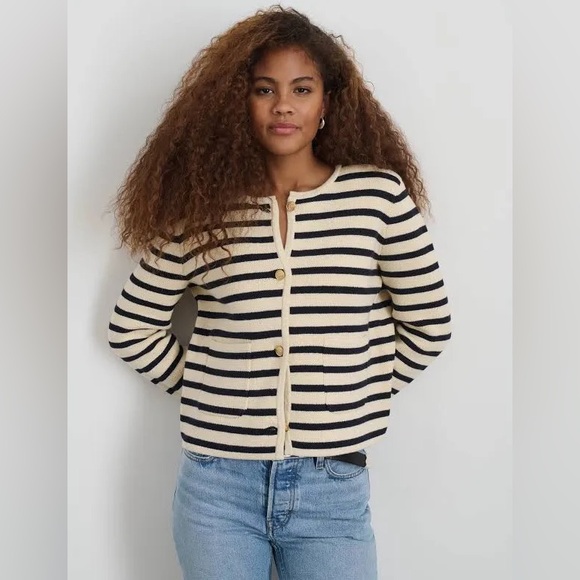 Alex Mill Paris Sweater Jacket in Stripe - Picture 2 of 12